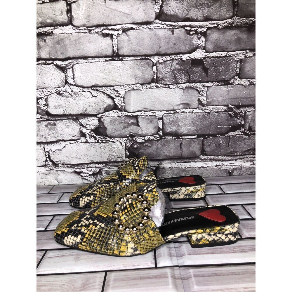 Helena And Kristie SnakeSkin Python Print Slip On Flat Mules Women sz 36EU/6M US